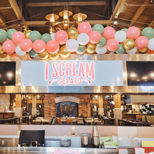 I Scream Gelato at Park Meadows Mall in Lone Tree Colorado offering handcrafted Italian gelato, ice cream, milkshakes, and desserts in the dining hall.
