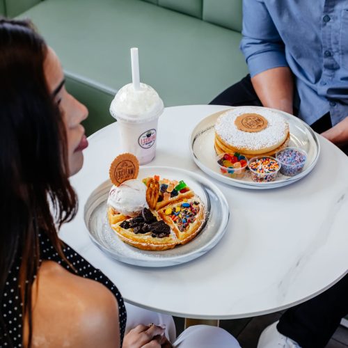 dessert-table-belgian-waffle-pancakes-milkshake