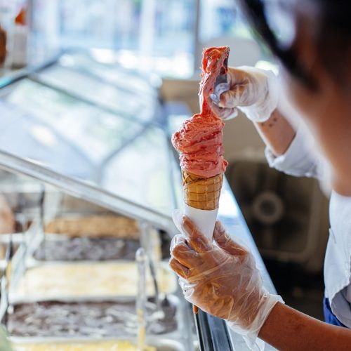 swirling-strawberry-gelato-cone